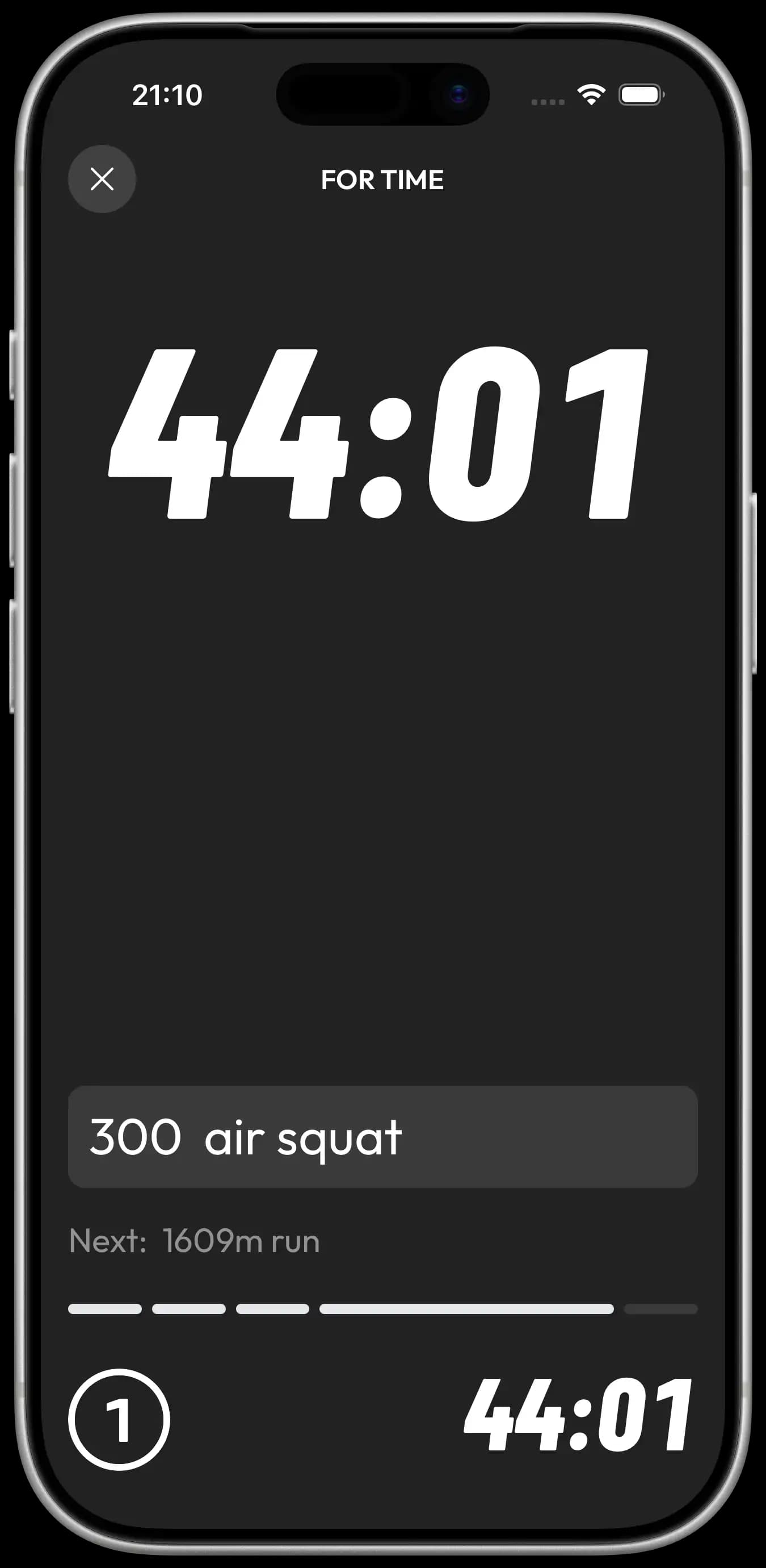 Everground's timer running with a high contrast interface